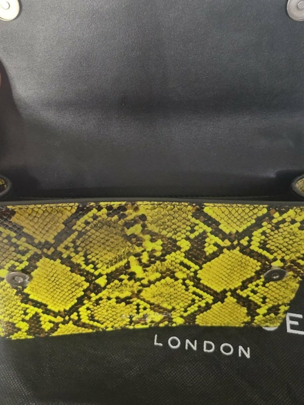 Kurt Geiger Shoreditch Small Crossbody Snake Print Neon Yellow GORGEOUS - Picture 9 of 10